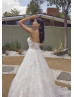 Strapless Ivory Lace Tulle Glitter Wedding Dress